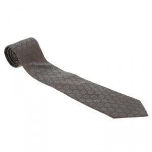Pre Owned Giorgio Armani Grey Monogram Silk Tie
