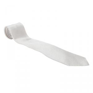 Pre Owned Giorgio Armani Silver Textured Silk Tie