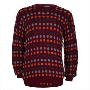 Giorgio Armani Maroon Textured Dotted Sweater XL
