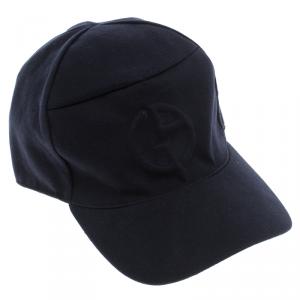 Giorgio Armani Navy Blue Embossed Logo Detail Baseball Cap L ( Size 58 )