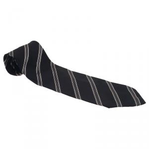 Giorgio Armani Navy Blue and Grey Striped Tie