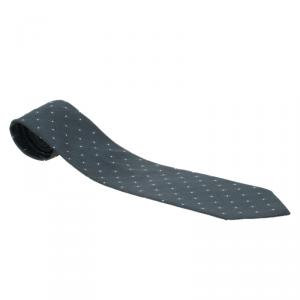 Pre Owned Giorgio Armani Grey Dotted Silk Tie 