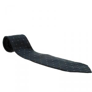 Pre Owned Giorgio Armani Navy Blue Printed Silk Tie 