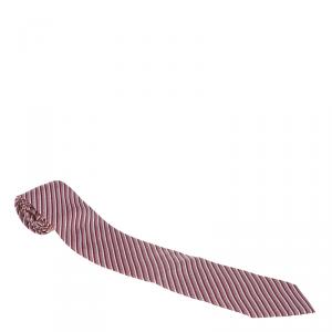 Pre Owned Giorgio Armani Red Striped Silk Tie