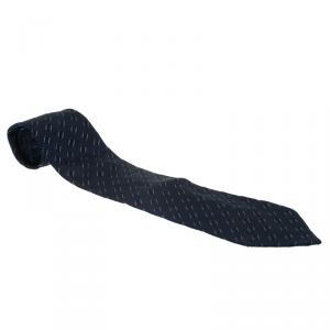 Pre Owned Giorgio Armani Navy Blue Printed Silk Tie