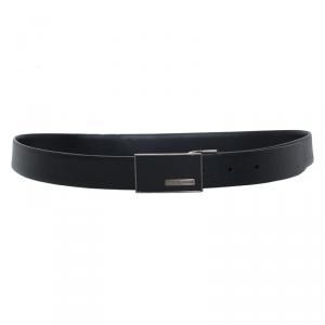 Giorgio Armani Black Leather Logo Buckle One Size Belt 