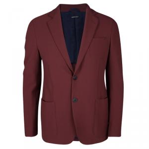 Giorgio Armani Maroon Textured Wool Upton Blazer L