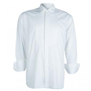 قميص جورجيو أرماني توكسيدو قطن أبيض بأكمام طويلة أزرار أمامية L