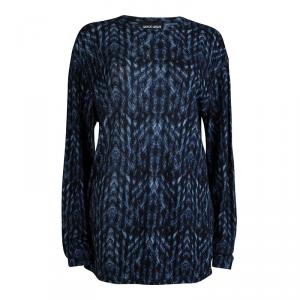 Giorgio Armani Blue Printed Crew Neck Sweater L