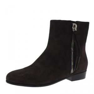 Giuseppe Zanotti Dark Grey Suede Side Zip Chelsea Boots Size 41