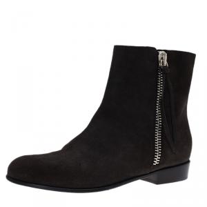 Giuseppe Zanotti Dark Grey Suede Side Zip Chelsea Boots Size 41.5