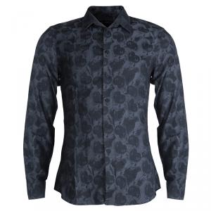 Givenchy Grey Printed Long Sleeve Buttondown Cotton Shirt M