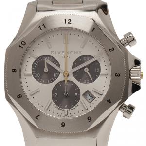 Givenchy Silver Stainless Steel Five Chronograph Men's Wristwatch 45MM