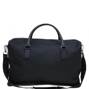 Gucci Black GG Nylon Weekender Travel Bag