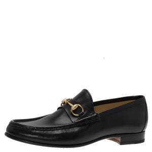 Gucci Black Leather Horsebit Loafers Size 44.5