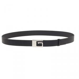 Pre Owned Gucci Black Leather G Buckle Belt 100CM