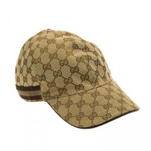 Pre Owned Gucci Beige GG Polyester Baseball Cap Size L