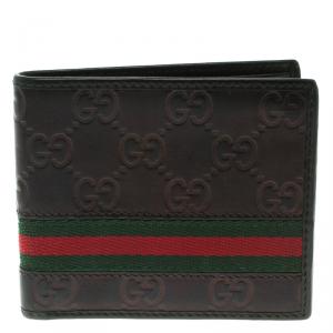 Gucci Metallic Black Guccissima Leather Wed Bifold Wallet
