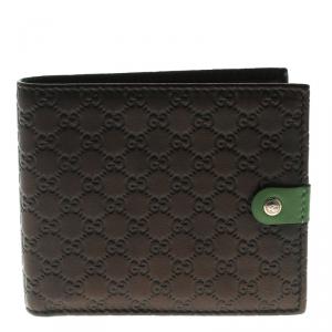 Gucci Metallic Black Micro Guccissima Leather Bifold Wallet