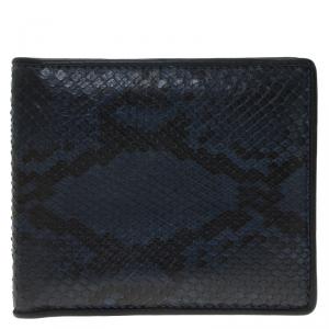 Gucci Blue Snake Skin Bi-Fold Wallet