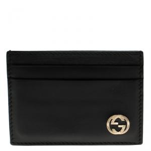 Gucci Black Leather GG Logo Card Holder