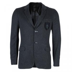 Gucci Men's Grey Crest Detail Blazer S