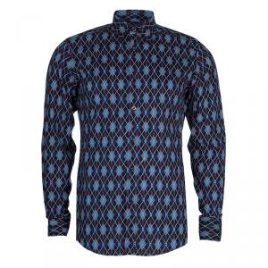 Gucci Men's Diagonal Link Fitted Cotton Shirt  M