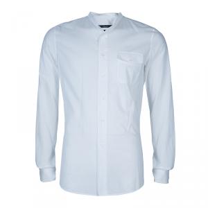 Gucci White Mandarin Collar Cotton Shirt L
