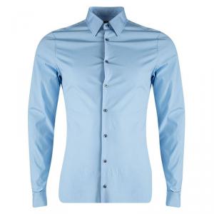 Gucci Blue Cotton Long Sleeve Slim Fit Shirt M/L