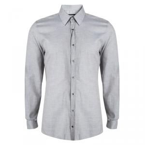 Gucci Grey Long Sleeve Button Front Slim Fit Shirt XL