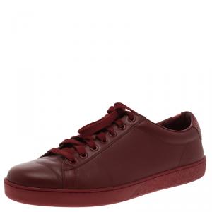 Gucci Red Leather Snakeskin Trim Low Top Sneakers Size 43.5