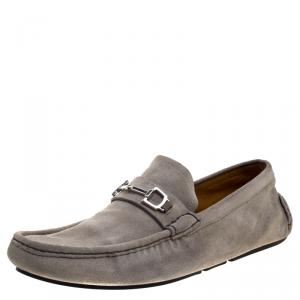 Gucci Grey Suede Bit Loafers Size 43.5
