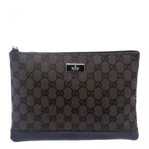 Pre Owned Gucci Dark Brown GG Canvas Vintage Pouch