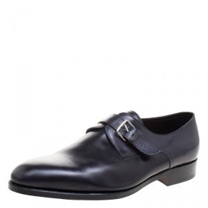 Hermes Black Leather Buckle Derby Size 43.5