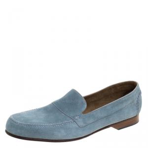 Hermes Slate Blue Suede Keep Moccasins Size 43