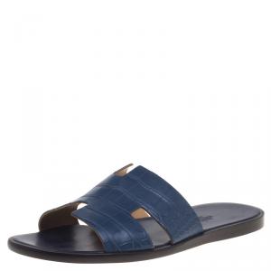 Hermes Indigo Blue Alligator Izmir Sandals Size 44