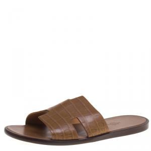 Hermes Light Brown Alligator Izmir Sandals Size 43.5