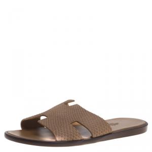 Hermes Beige Python Izmir Sandals Size 43.5