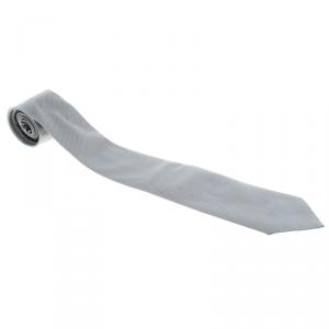 Pre Owned Hermes Blue Dotted Jacquard Silk Tie