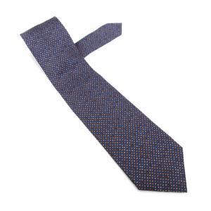 Pre Owned Hermes Blue Polka Dot Printed Silk Tie