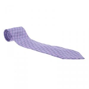 Pre Owned Hermes Purple H Logo Woven Silk Tie
