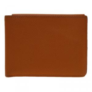 Hermes Orange Leather Bi-Fold Wallet 
