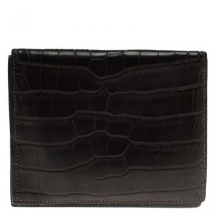Hermes Dark Brown Alligator Bi Fold Wallet