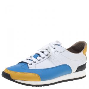 Hermes Multicolor Leather Lace Up Sneakers Size 44