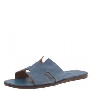 Hermes Sky Blue Suede Izmir Sandals Size 43.5