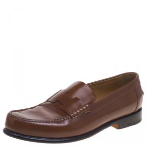 Hermes Brown Leather Kennedy Loafers Size 43