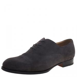 Hermes Grey Suede Napoli Lace Up Oxfords Size 43.5