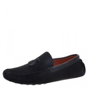Hermes Black Calf Hair Leonard Moccasins Size 43