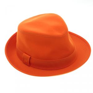 Hermes Orange Cotton H Embroidered Funky Fedora Hat ( Size 59 )