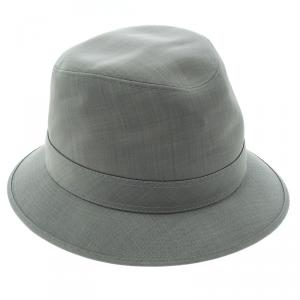Hermes Grey H Embroidered Funky Fedora Hat ( Size 58 )